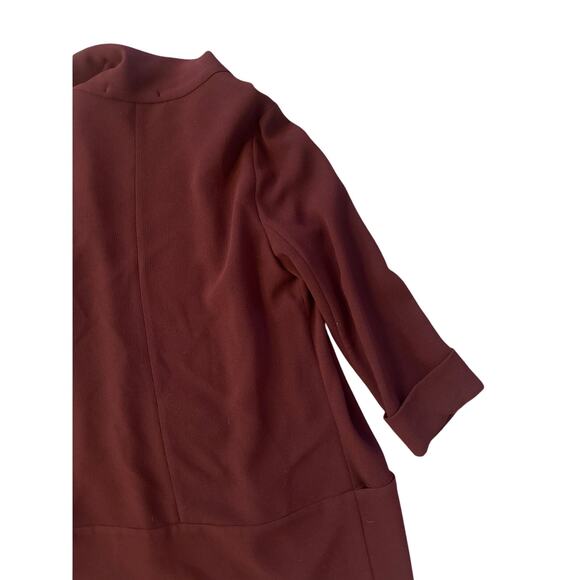 Women 6 Aritzia Wilfred Maroon Open Front Blazer Suit Jacket Long Work Japan - Picture 5 of 5